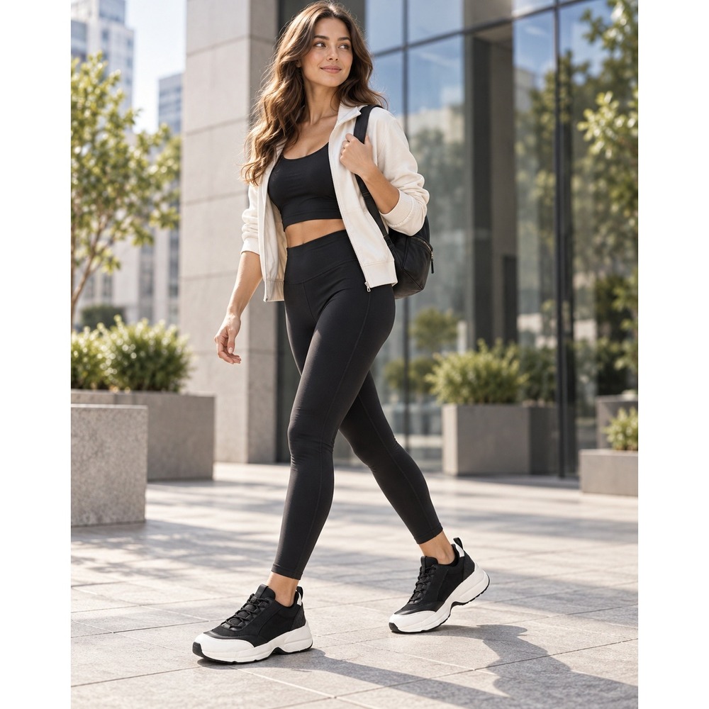 Michael Kors Sneakers 6.5 Black White Chunky Platform Logo Trainers *Flaw #1588